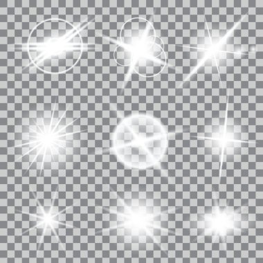 Creative concept Vector set of glow light effect stars bursts with sparkles isolated on background.