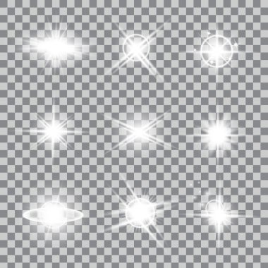 Creative concept Vector set of glow light effect stars bursts with sparkles isolated on background.