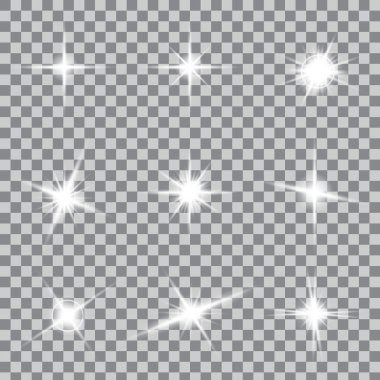 Creative concept Vector set of glow light effect stars bursts with sparkles isolated on background.