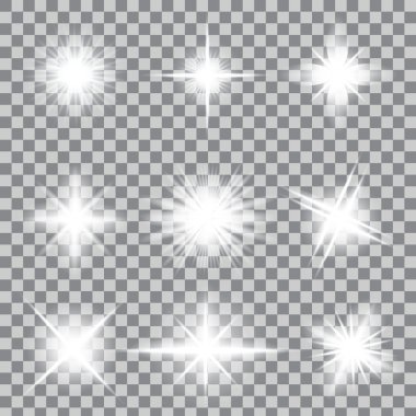 Creative concept Vector set of glow light effect stars bursts with sparkles isolated on background.