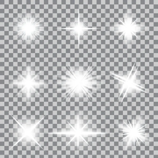 Concetto creativo Set vettoriale di stelle effetto luce bagliore esplode con scintille isolate sullo sfondo . — Vettoriale Stock