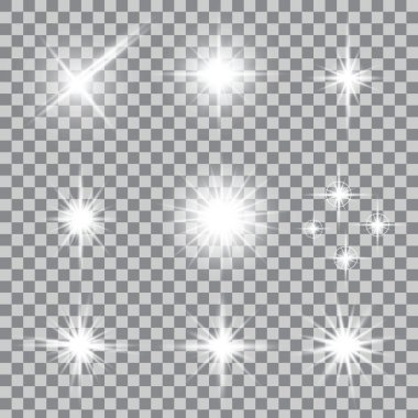 Creative concept Vector set of glow light effect stars bursts with sparkles isolated on background.