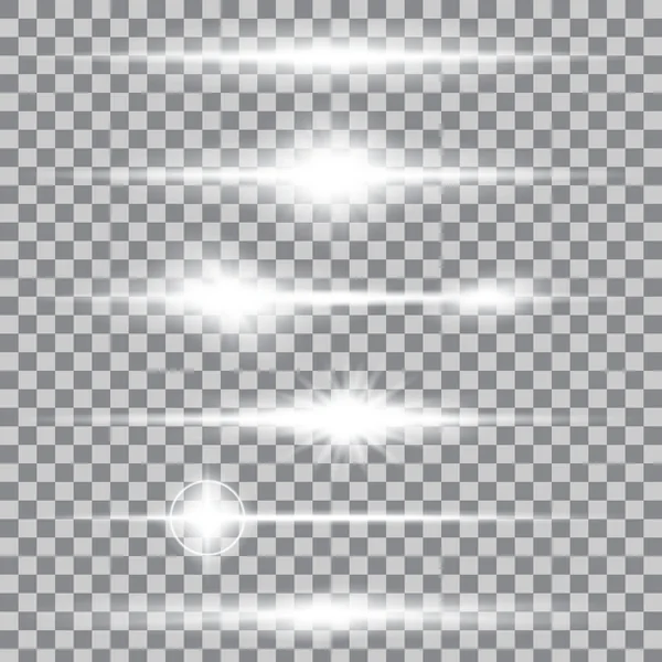 Concepto creativo Conjunto vectorial de estrellas con efecto de luz brillante estalla con destellos aislados en el fondo . — Archivo Imágenes Vectoriales