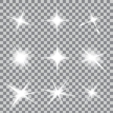 Creative concept Vector set of glow light effect stars bursts with sparkles isolated on background.