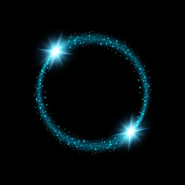 Parlak ışık efektlerinden oluşan yaratıcı konsept vektör kümesi siyah arkaplanda izole edilmiş kıvılcımlarla parlar..