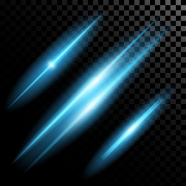 Parlak ışık efektlerinden oluşan yaratıcı konsept vektör kümesi siyah arkaplanda izole edilmiş kıvılcımlarla parlar..