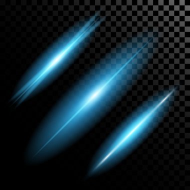 Parlak ışık efektlerinden oluşan yaratıcı konsept vektör kümesi siyah arkaplanda izole edilmiş kıvılcımlarla parlar..