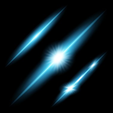 Parlak ışık efektlerinden oluşan yaratıcı konsept vektör kümesi siyah arkaplanda izole edilmiş kıvılcımlarla parlar..