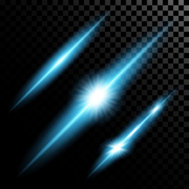 Parlak ışık efektlerinden oluşan yaratıcı konsept vektör kümesi siyah arkaplanda izole edilmiş kıvılcımlarla parlar..