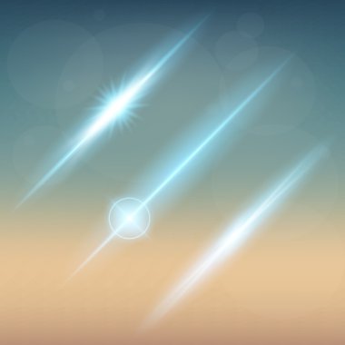 Parlak ışık efektlerinden oluşan yaratıcı bir konsept vektör kümesi siyah arka planda izole edilmiş kıvılcımlarla parlar. Resim tasarımı için, Noel kutlaması için pankart, sihirli ışık ışını.