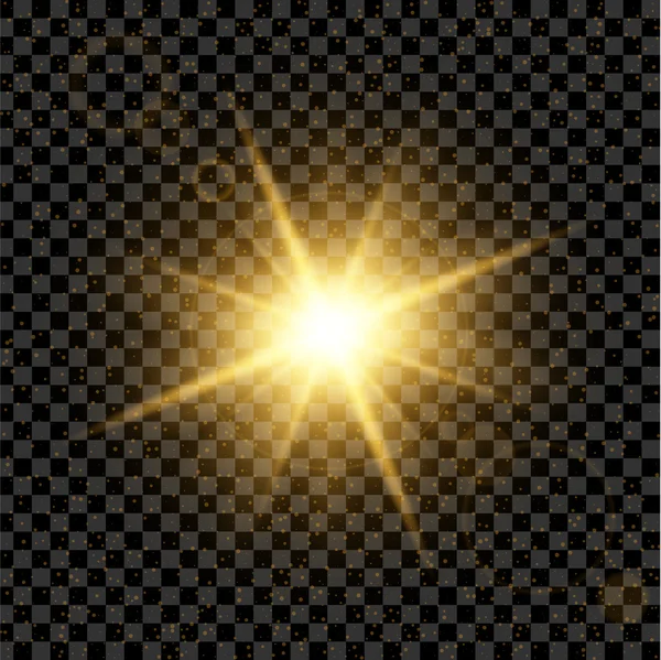 創造的なコンセプトベクトルセットの輝きの光の効果の星は、黒の背景に隔離された輝きでバースト. — ストックベクタ