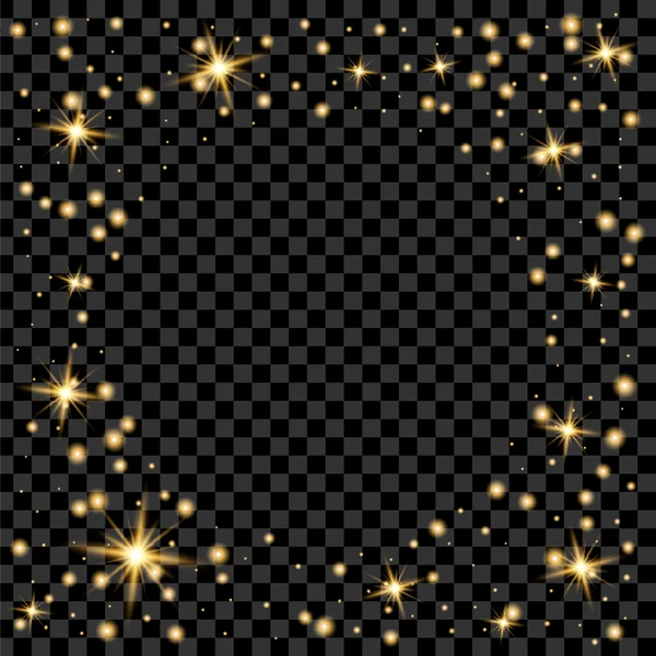 Concept créatif Ensemble vectoriel d'étoiles à effet de lumière brillante éclate avec des étincelles isolées sur fond noir . — Image vectorielle