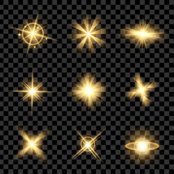 Kreatywna koncepcja Vector set of glow light effect stars bursts with iparkles isolated on black background. — Wektor stockowy