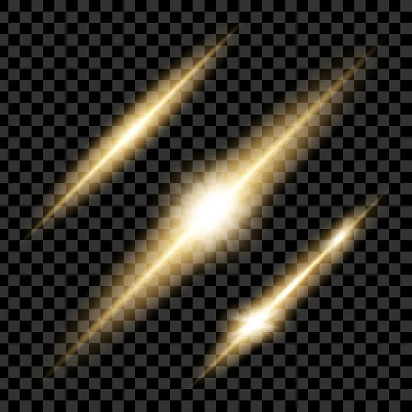 Tvůrčí koncept Vektorová sada světelných efektů hvězdy praskne jiskry izolované na černém pozadí. — Stockový vektor
