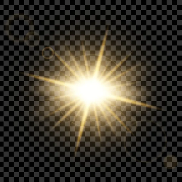 Conceito criativo Conjunto vetorial de estrelas de efeito de luz de brilho explode com brilhos isolados em fundo preto . —  Vetores de Stock