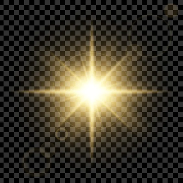 Kreativt koncept Vektor uppsättning av glöd ljuseffekt stjärnor spricker med gnistrar isolerade på svart bakgrund. — Stock vektor
