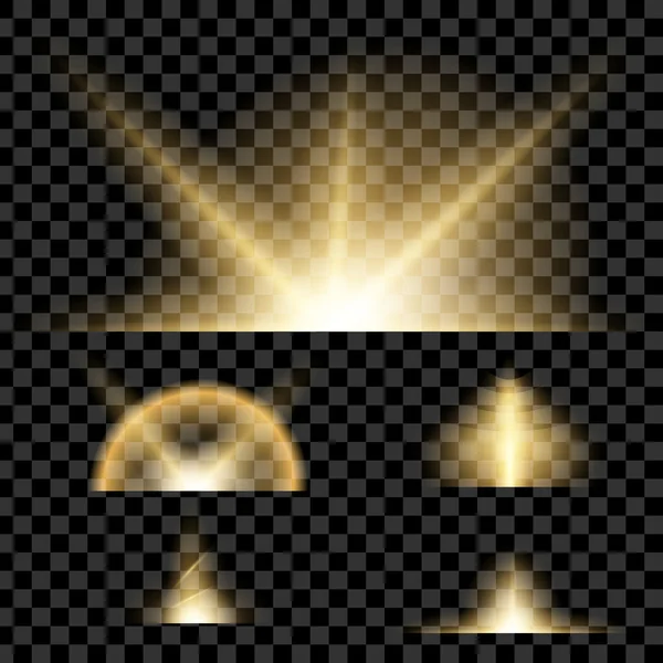 Concept créatif Ensemble vectoriel d'étoiles à effet de lumière brillante éclate avec des étincelles isolées sur fond noir . — Image vectorielle