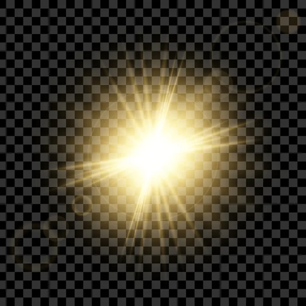 Concept créatif Ensemble vectoriel d'étoiles à effet de lumière brillante éclate avec des étincelles isolées sur fond noir . — Image vectorielle