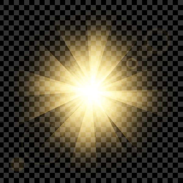 Concepto creativo Conjunto vectorial de estrellas con efecto de luz brillante estalla con destellos aislados sobre fondo negro . — Vector de stock