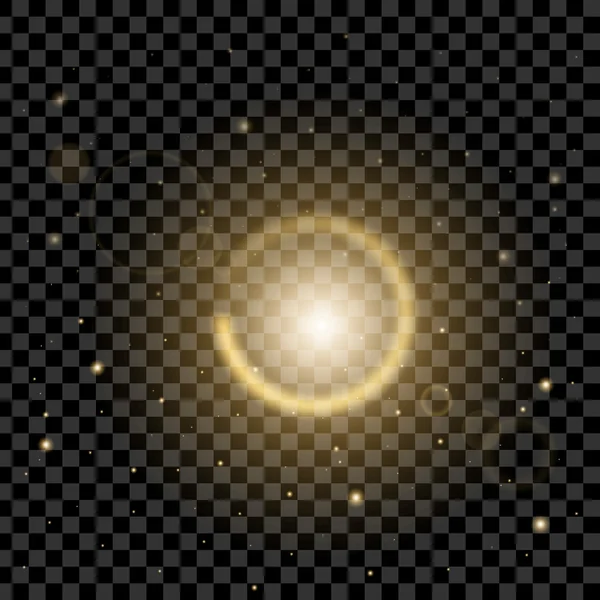 Kreatives Konzept Vektor-Set von Glühlicht-Effekt-Sternen platzt mit Funkeln isoliert auf schwarzem Hintergrund. — Stockvektor