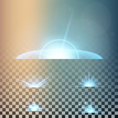 Parlak ışık efektlerinden oluşan yaratıcı konsept vektör kümesi siyah arkaplanda izole edilmiş kıvılcımlarla parlar..