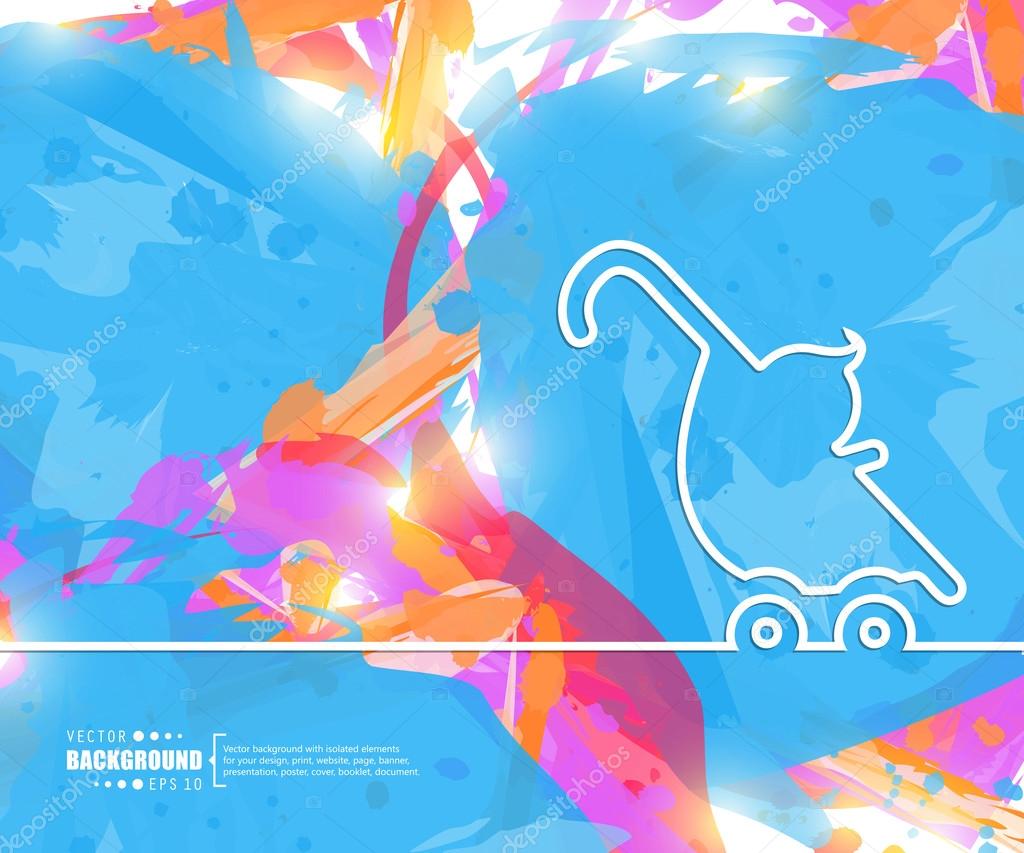 Creative vector stroller. Art illustration template background. For presentation, layout, brochure, logo, page, print, banner, poster, cover, booklet, business infographic, wallpaper, sign, flyer.