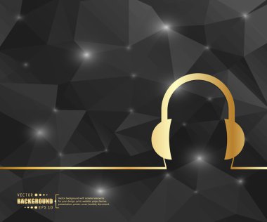 Creative vector headphone. Art illustration template background. For presentation, layout, brochure, logo, page, print, banner, poster, cover, booklet, business infographic, wallpaper, sign, flyer.
