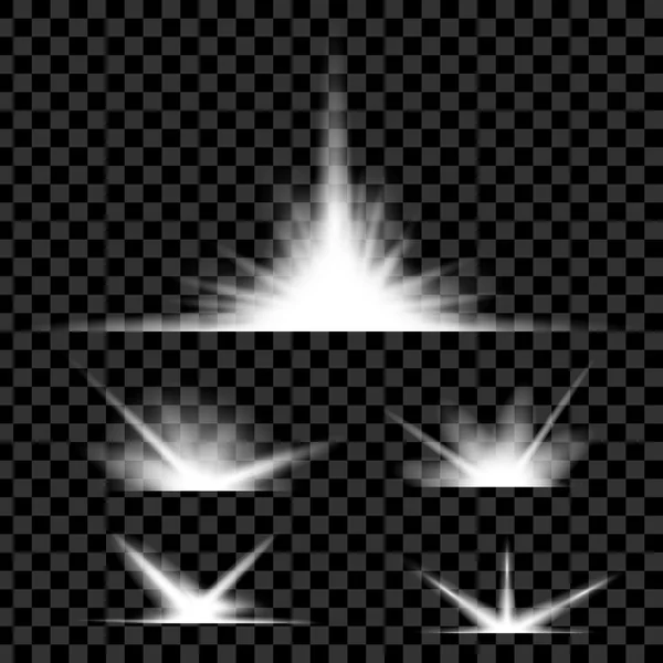 Concepto creativo Conjunto vectorial de estrellas con efecto de luz brillante estalla con destellos aislados sobre fondo negro. Para el diseño de arte de la plantilla de ilustración, banner para celebrar la Navidad, rayo mágico de energía flash — Vector de stock