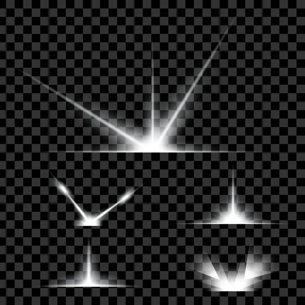 Concept créatif Ensemble vectoriel d'étoiles à effet de lumière brillante éclate avec des étincelles isolées sur fond noir. Pour la conception d'art de modèle d'illustration, bannière pour Noël célèbrent, rayon d'énergie flash magique — Image vectorielle