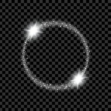 Parlak ışık efektlerinden oluşan yaratıcı bir konsept vektör kümesi siyah arka planda izole edilmiş kıvılcımlarla parlar. Resim tasarımı için, Noel kutlaması için pankart, sihirli ışık ışını