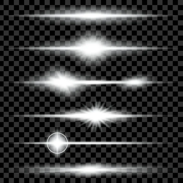 Concepto creativo Conjunto vectorial de estrellas con efecto de luz brillante estalla con destellos aislados sobre fondo negro. Para el diseño de arte de la plantilla de ilustración, banner para celebrar la Navidad, rayo mágico de energía flash — Archivo Imágenes Vectoriales