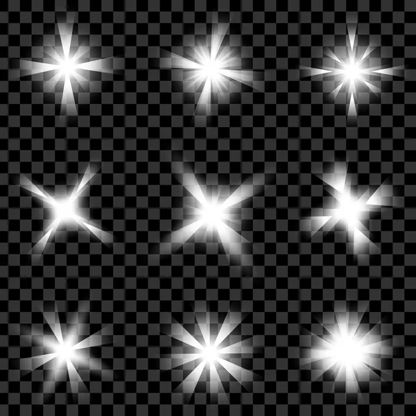 Δημιουργική αντίληψη Διάνυσμα σετ από λαμπερά αστέρια λάμψης εκρήγνυται με λάμψη που απομονώνεται σε μαύρο φόντο. Για το πρότυπο εικονογράφησης σχέδιο τέχνης, πανό για τα Χριστούγεννα γιορτάζουν, μαγικό φλας ενεργειακή ακτίνα — Διανυσματικό Αρχείο