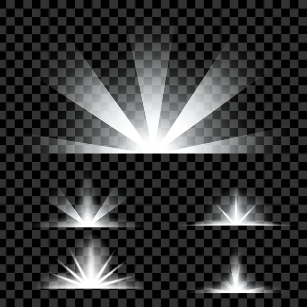 Creatief concept Vectorset van glow light-effectsterren barst los met glitters geïsoleerd op zwarte achtergrond. Voor illustratie sjabloon art design, banner voor kerst te vieren, magische flash energie straal — Stockvector