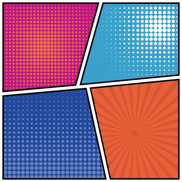 Abstracte creatief concept vector strips popart lege lay-out stijlsjabloon met wolken balken en geïsoleerde punten patroon op de achtergrond. Voor Web en mobiele toepassingen, illustratie sjabloonontwerp. — Stockvector