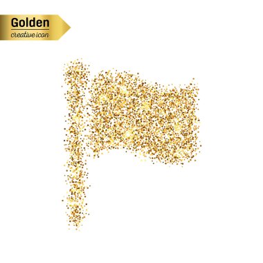 Altın glitter vektör simgesi üzerinde arka izole bayrağı. Sanat yaratıcı kavram gösterim amacıyla web, parlayan ışık konfeti, parlak pullu, ışıltı tinsel, soyut bling, ışıltı toz, folyo.
