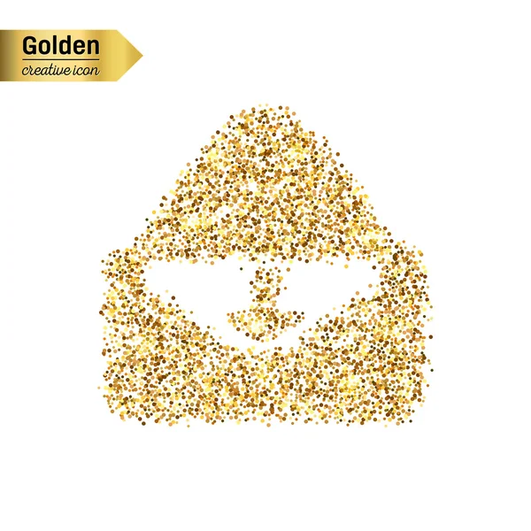 Ícone de vetor de brilho dourado do envelope isolado no fundo. Arte criativa conceito ilustração para web, brilho luz confete, lantejoulas brilhantes, cintilante ouropel, bling abstrato, pó brilho, folha . —  Vetores de Stock