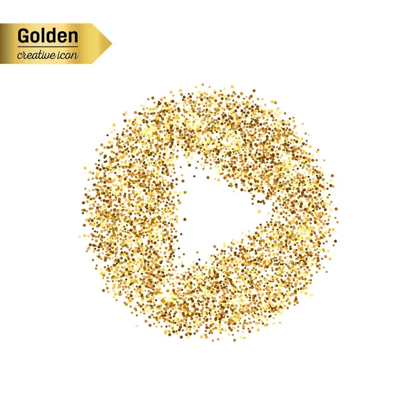 Gouden glitter vector pictogram van spelen geïsoleerd op achtergrond. Kunst creatief concept illustratie voor het web, gloeien lichte confetti, heldere pailletten, sparkle klatergoud, abstracte bling, shimmer stof, folie. — Stockvector