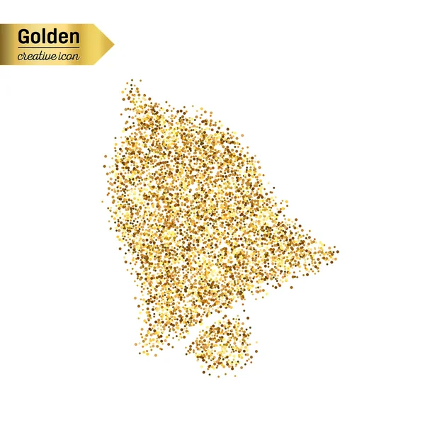 Gouden glitter vector icoon van bell geïsoleerd op de achtergrond. Kunst creatief concept illustratie voor het web, gloeien lichte confetti, heldere pailletten, sparkle klatergoud, abstracte bling, shimmer stof, folie. — Stockvector