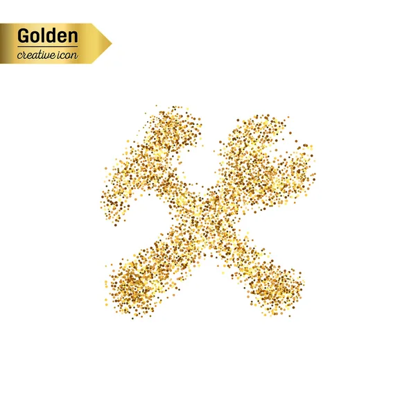 Gold glitter Vektor Symbol der Werkzeuge isoliert auf dem Hintergrund. art creative concept illustration für web, leuchtendes Licht Konfetti, helle Pailletten, glitzerndes Lametta, abstraktes Bling, schimmernder Staub, Folie. — Stockvektor