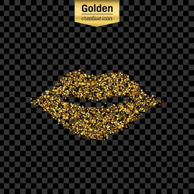 Altın glitter vektör simgesi üzerinde arka izole ağız. Sanat yaratıcı kavram gösterim amacıyla web, parlayan ışık konfeti, parlak pullu, ışıltı tinsel, soyut bling, ışıltı toz, folyo