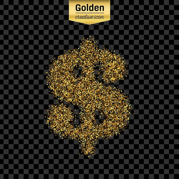 Золотой блеск вектор значок доллара изолированы на заднем плане. Художественная концепция иллюстрации для паутины, светящиеся легкие конфетти, яркие блестки, блестящая мишура, абстрактный блеск, блестящая пыль, фольга . — стоковый вектор
