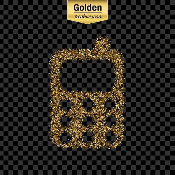 Ícone de vetor de brilho dourado do telefone celular isolado em segundo plano. Arte criativa conceito ilustração para web, brilho luz confete, lantejoulas brilhantes, cintilante ouropel, bling abstrato, pó brilho, folha —  Vetores de Stock