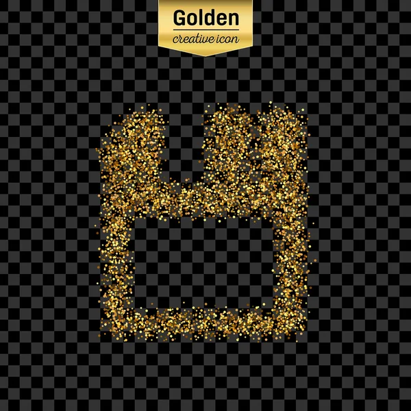 Gold glitter Vektor-Symbol des Speicherns isoliert auf dem Hintergrund. art creative concept illustration für web, leuchtendes Licht Konfetti, helle Pailletten, glitzerndes Lametta, abstraktes Bling, schimmernder Staub, Folie — Stockvektor