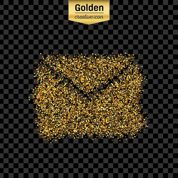 Gouden glitter vector icoon van envelop geïsoleerd op de achtergrond. Kunst creatief concept illustratie voor het web, gloeien lichte confetti, heldere pailletten, sparkle klatergoud, abstracte bling, shimmer stof, folie — Stockvector