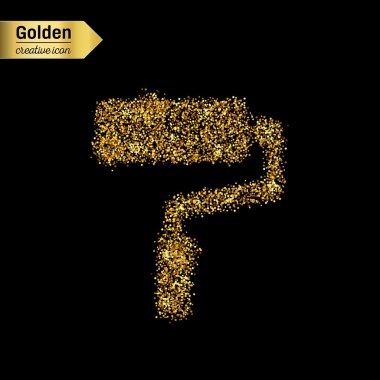 Altın glitter vektör simgesi üzerinde arka izole silindir. Sanat yaratıcı kavram gösterim amacıyla web, parlayan ışık konfeti, parlak pullu, ışıltı tinsel, soyut bling, ışıltı toz, folyo.