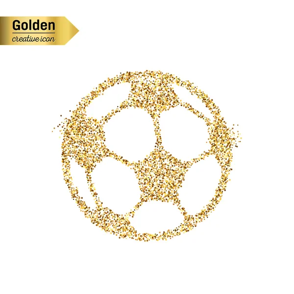 Gold glitter vector icon of Ball football isolated on background. Art creative concept illustration for web, glow light confetti, bright sequins, sparkle tinsel, abstract bling, shimmer dust, foil. — Stock Vector