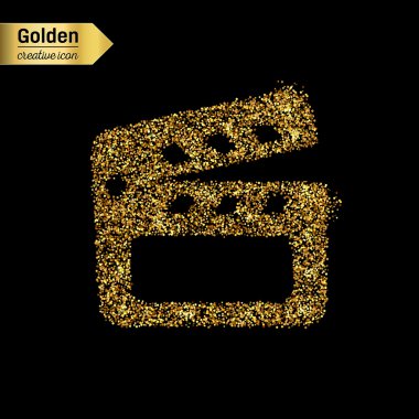 Altın glitter vektör simgesi üzerinde arka izole fıçı tahtası. Sanat yaratıcı kavram gösterim amacıyla web, parlayan ışık konfeti, parlak pullu, ışıltı tinsel, soyut bling, ışıltı toz, folyo.