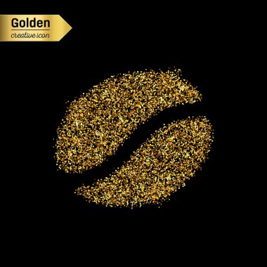 Altın glitter vektör simgesi üzerinde arka izole kahve tohum. Sanat yaratıcı kavram gösterim amacıyla web, parlayan ışık konfeti, parlak pullu, tinsel ışıltı, bling soyut, toz ışıltı.