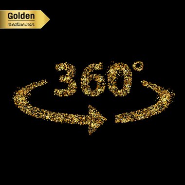 360 derece üzerinde arka izole altın glitter vektör simgesi. Sanat yaratıcı kavram gösterim amacıyla web, parlayan ışık konfeti, parlak pullu, ışıltı tinsel, soyut bling, ışıltı toz, folyo.