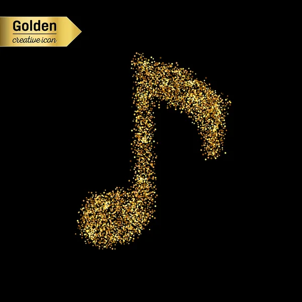 Gouden glitter vector icoon van muzikale toets geïsoleerd op de achtergrond. Kunst creatief concept illustratie voor het web, gloeien lichte confetti, heldere pailletten, sparkle klatergoud, abstracte bling, shimmer stof, folie. — Stockvector